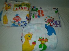 Rare vintage sesame street bedding fitted sheet twin counting numbers 80's