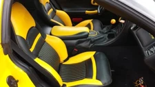 Corvette C5 1997-2004 Synthetic Leather Sports Seat Covers Black and Yellow