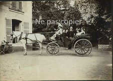 Famille dans une voiture hippomobile vers 1890 carte album
