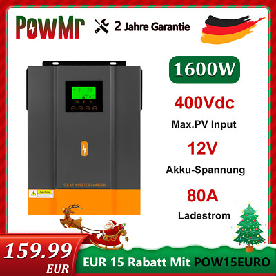 POWMR Hybrid Wechselrichter 1600W Off Grid Solar Inverter 12V MPPT 80A Ladegerät