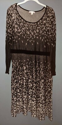 Women's CB Christopher Banks Brown & Black Patterned Sweater 1X Dress- EUC