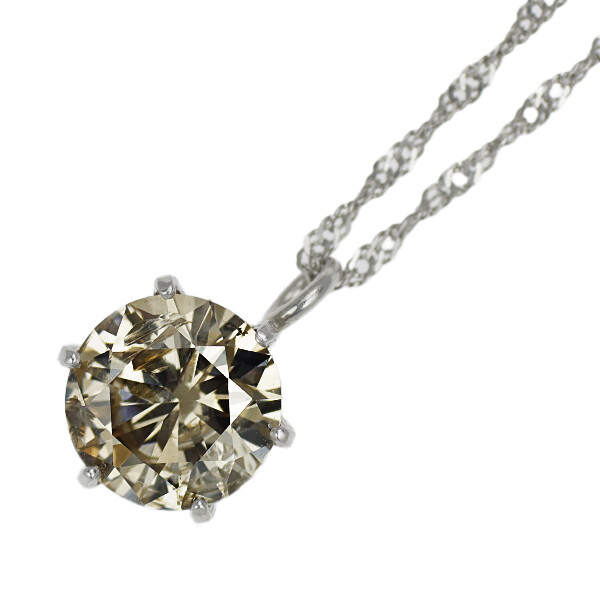Pt999/ Pt850 Diamond Pendant Necklace 0.50ct - Auth free shipping 