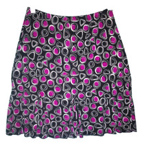 Briggs Fuchsia Black Geo Jersey Gored Pull On A-Line Party Skirt PM NEW 34