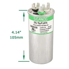 SIGANDG 35+5 MFD 35/5 uF 370 or 440 Volt CBB65B Capacitor for AC Motor Straight