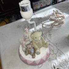 Kidsline Pirouette Base Teddy Bears Bunny Kids Lamp Beige Pink Tested  Working