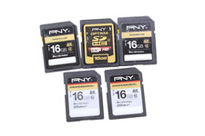 Lot of 5 PNY 16GB SD Memory Cards Working