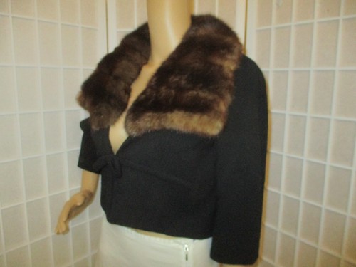 Martin Shapiro Vintage Años 60 Recortado Manga 3/4 Chaqueta Con Cuello Visón - Imagen 6 de 13