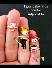 Birthday Day Gift 4 Finger rings cartoon Jewelry For Girls Kids Toddlers