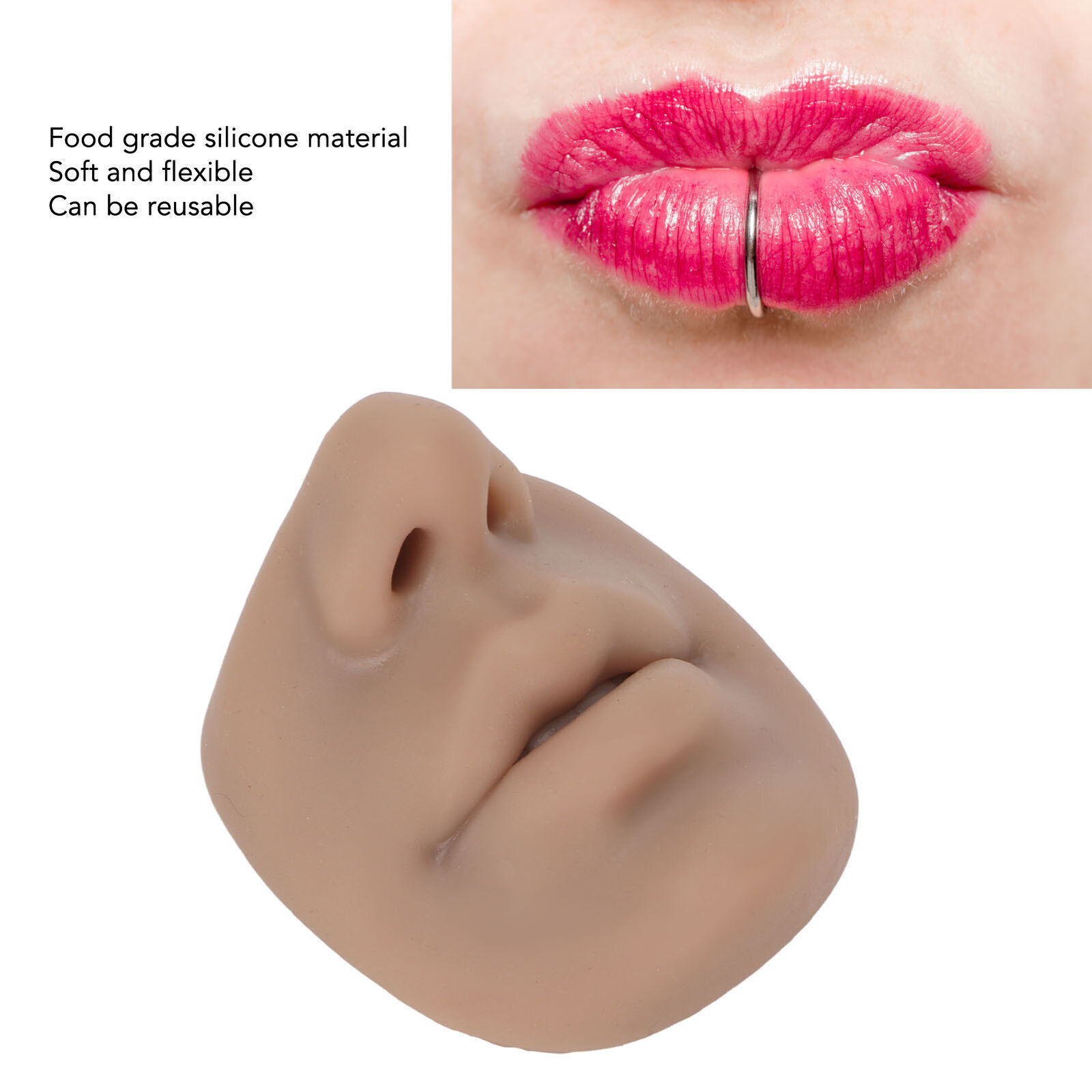 Silicone Piercing Model with Mouth Flexible Soft Imitation Nose Model Reusable