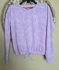 Girl Longsleeve Bottom String Crew Neck Lilac Sweatshirt Size L10-14