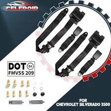 2 Set 3 Point Seat Belt For Chevrolet Silverado 3500 Safety Straps Car Black