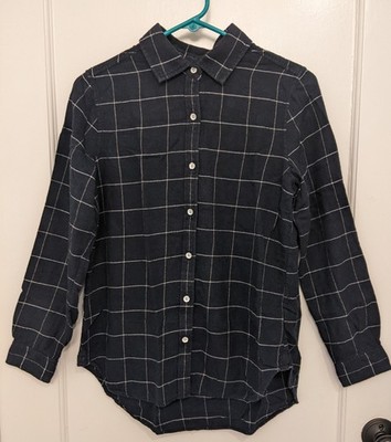 Rag & Bone Womens Small Black & White Plaid Button Up Cotton Flannel Classic LS