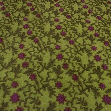 Fabric Ital pattern walk boiled wool Walkloden relief flowers tendrils green ...