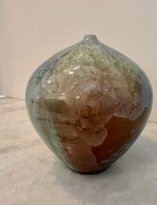 Phil Morgan Signed 1991 Crystalline Glaze Studio Pottery Vase &ndash; Blue Teal Art Po