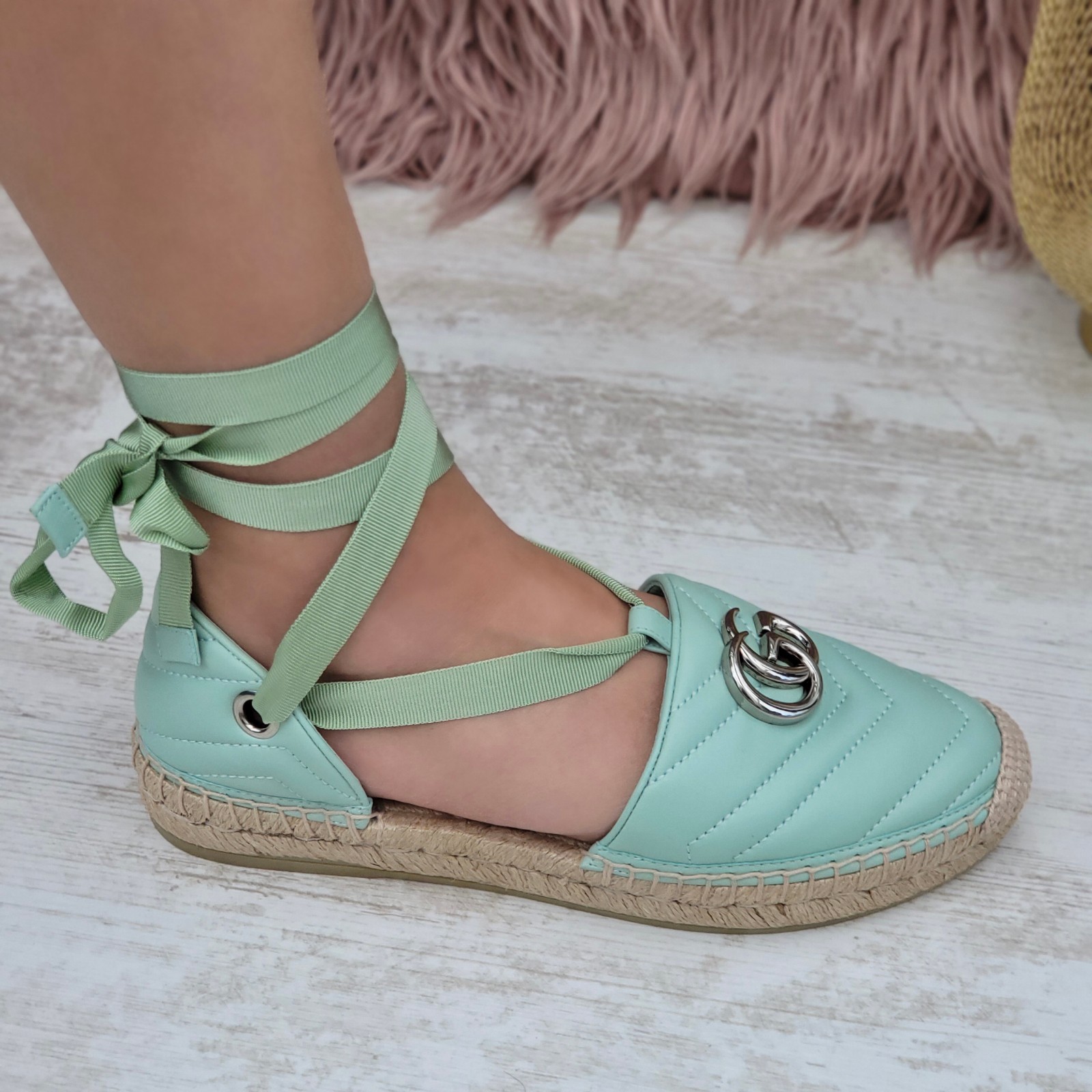 Gucci Marmont GG Espadrille Sandals Ankle Wrap Platform Flats EU 37 UK 4 RRP£625 image 2