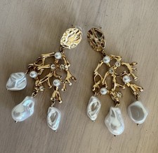Gold Tone Chandelier Dangle Earrings with Bar...
