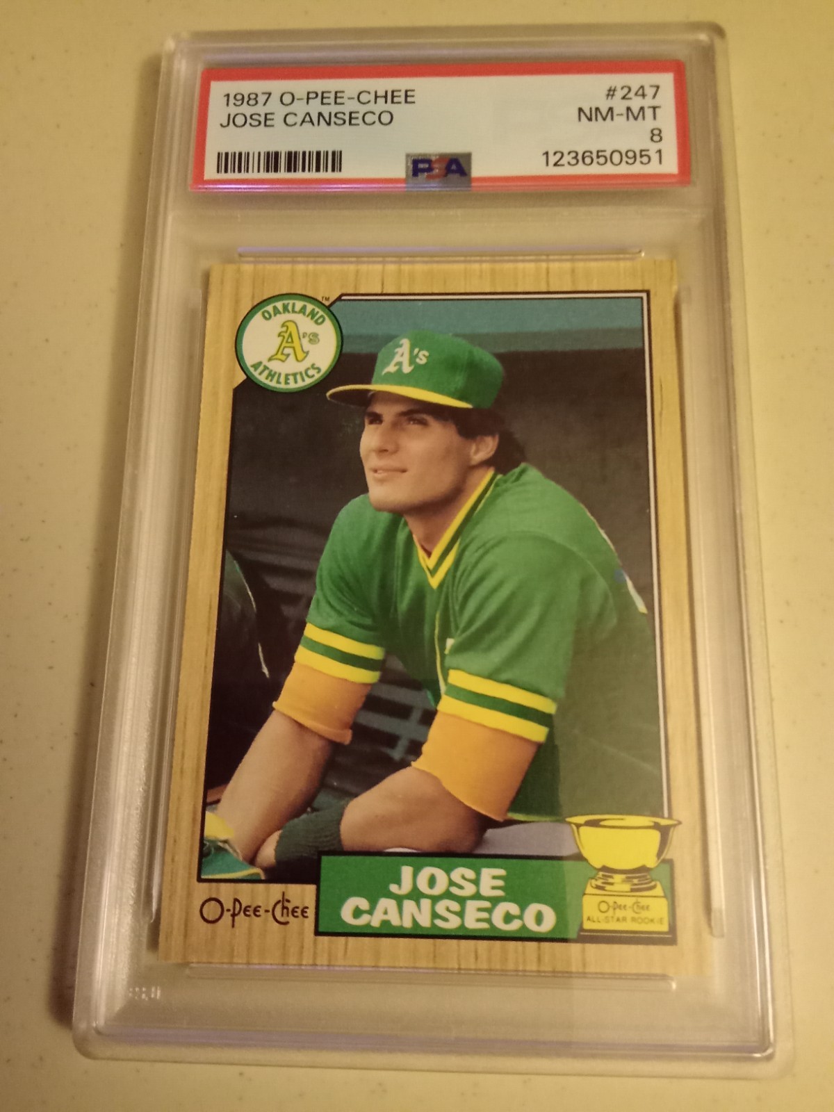 1987 O-Pee-Chee Jose Canseco #247 Graded PSA 8 Rookie Baseball Card RC