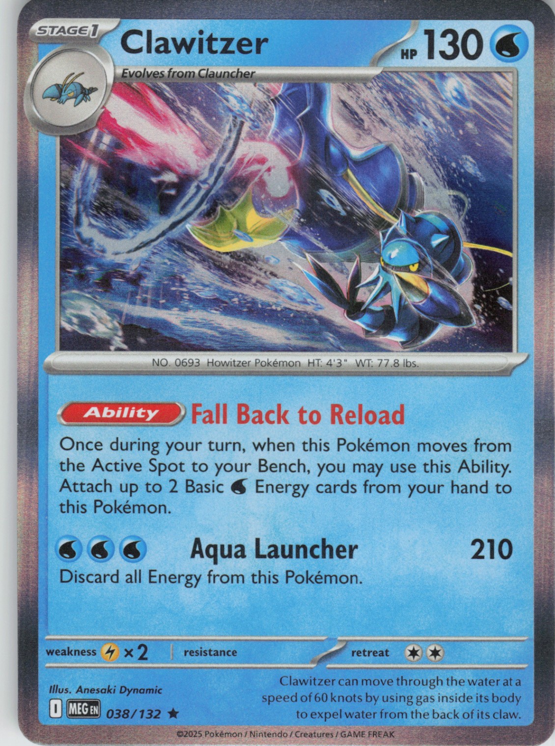 Clawitzer - Rare ME01: Mega Evolution 038/132 NM Holo