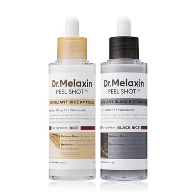 NEW Dr.Melaxin Peel Shot Glow White and Black Rice Ampoule Duo FREE SHIPPING US