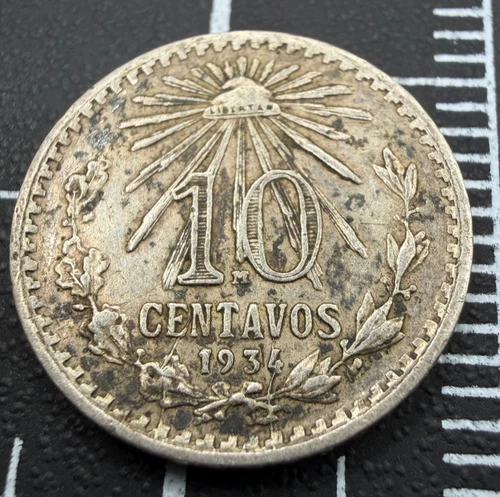 1934 Mexico 10 Centavos Silver — photo from the most recent tracked eBay sale