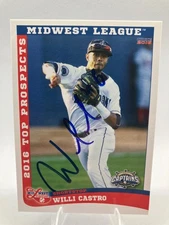 WILLI CASTRO SIGNED 2016 MIDWEST LEAGUE TOP PROSPECT ROOKIE BASEBALL CARD AUTO
