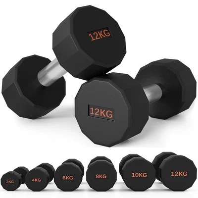 SPORTNOW Dumbbells Weights Set with 12-Sided Shape and Non-Slip Grip, 2 x 12kg