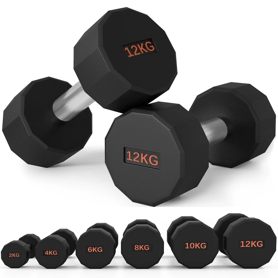 SPORTNOW Dumbbells Weights Set with 12-Sided Shape and Non-Slip Grip, 2 x 12kg, photo 1 of 5