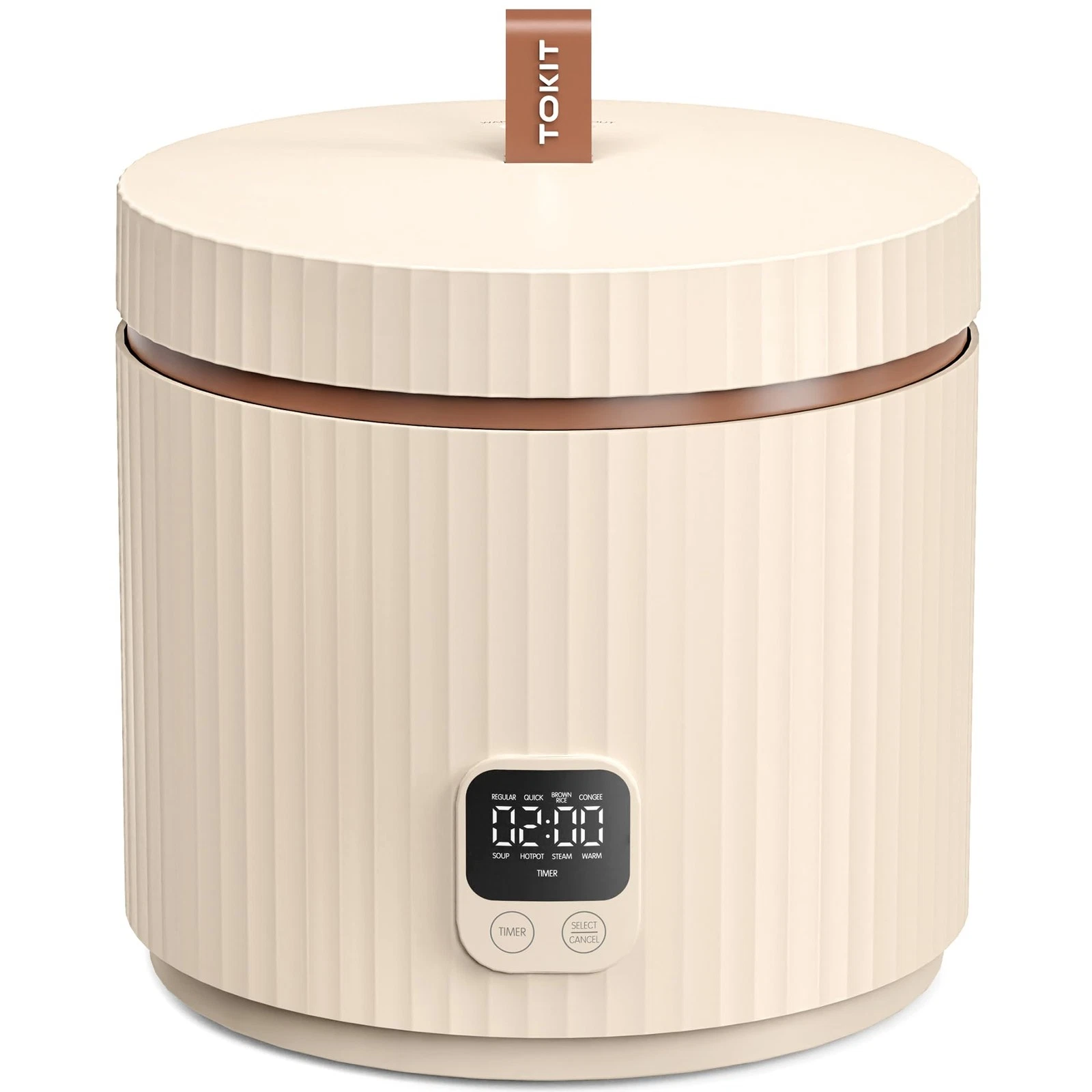 TOKIT Rice Cooker Small 3 Cup Uncooked /6 Cooked, Modern R1, Beige