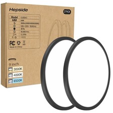 2PACK LED Flush Mount Ceiling Light Fixture Black, 9Inch 24Watt, 3000k/4500k/...