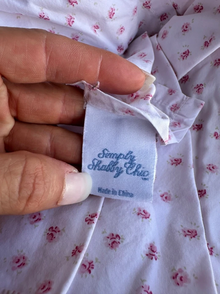 Simply Shabby Chic TWIN FLAT & FITTED Sheet Pink Roses MON AMI Cotton EUC - Image 3 of 4