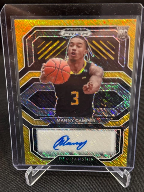2021-22 Panini Prizm Draft Picks College Penmanship Gold #5/10 Manny Camper Auto