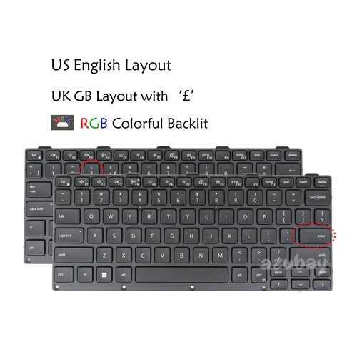 US UK Keyboard For Dell Latitude 5430 Rugged / 7330 Rugged Extreme, RGB Backlit