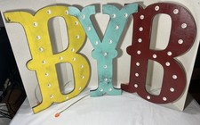 Wood Light Up Letters B Y B Wall Hanging Decor.