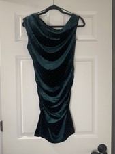 Iris Draped Cowl Neck Ruched Mini Dress Velvet Bling Large Nwt