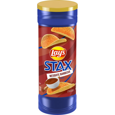Lays Stax Mesquite Barbecue Potato Crisps Canister Gluten Free Kosher 5.5 oz