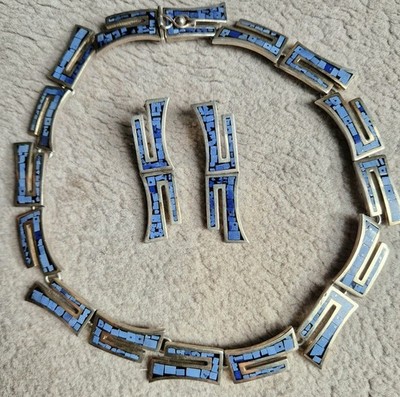MEXIKO TAXCO Silber 950 Collier + Ohrringe-Set Design wohl ADAN ALVARADO Vintage