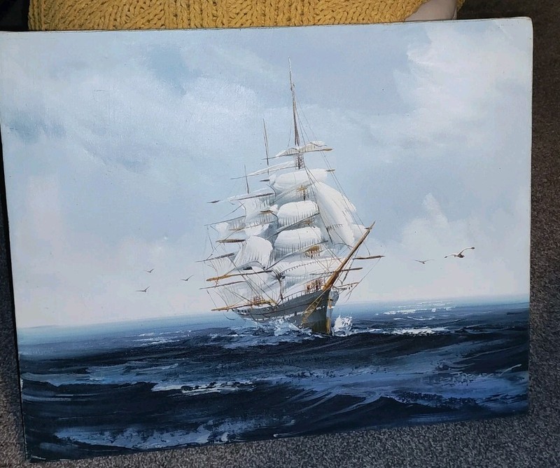 Original Clipper Oil Painting By Hewitt Jackson - Free Shipping