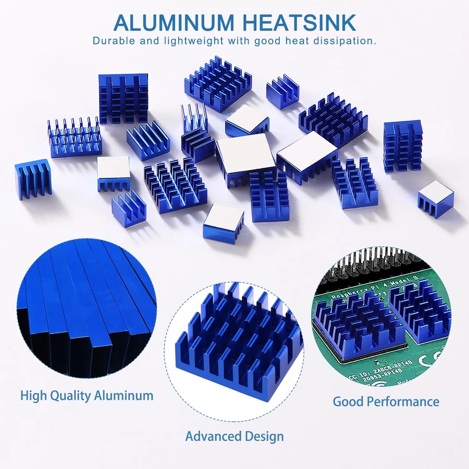 20 Pezzi Alluminio Dissipatore Di Calore Kit, Mini Dissipatore Di Calore Circuit - Immagine 3 di 4