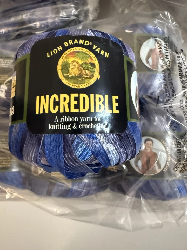 LION BRAND INCREDIBLE RIBBON YARN BLUE SHADES LOT OF 17 - Image 3 of 4