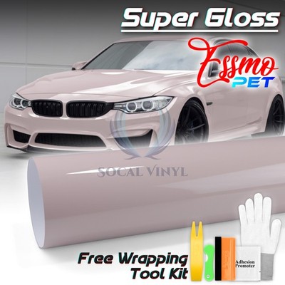 ESSMO PET Super Gloss Uyuni Salt Pink Vehicle Vinyl Wrap Decal Sheet Like Paint