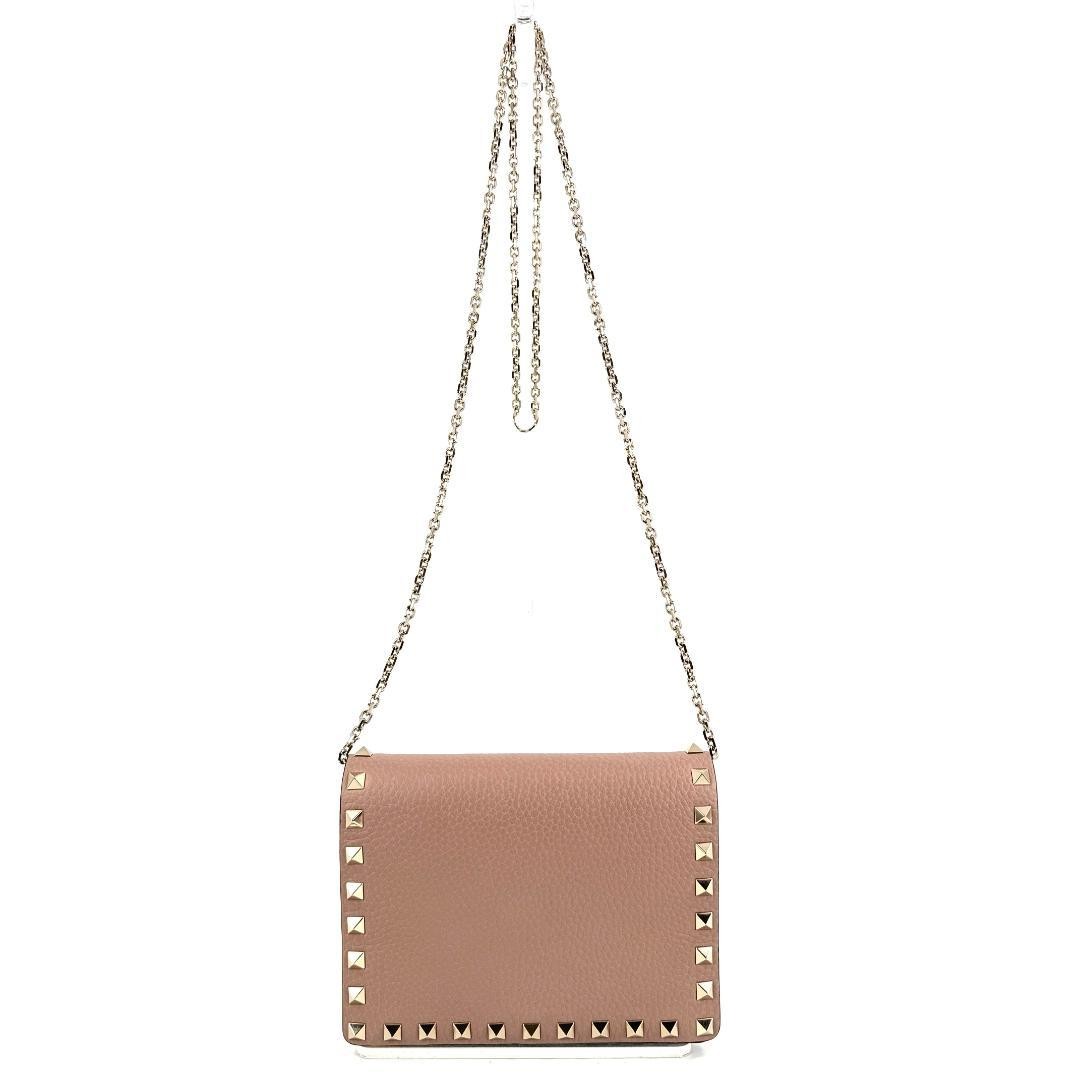 Valentino Garavani Rockstud Pink Leather Wallet on Chain Shoulder Bag, Mini, AB thumbnail 4