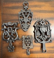 Vintage Lot of 4 Cast Iron Trivets Farmhouse Decor Cottage One Wilton Marked