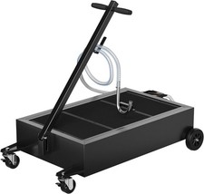 Low Profile Oil Drain Pan, 15-Gallon Plastic Oil Change Pan, Oil Drain Cart