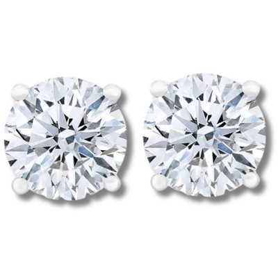 Certified 3Ct TW Diamond Studs 14k Gold Screw Backs Lab Grown (FG,VS2-SI1)
