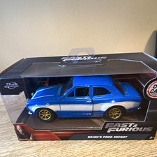 Jada Fast & Furious Brian's Ford Escort Diecast Car Blue/White/Gold Unopened Box
