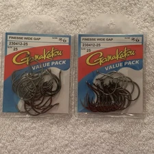 (LOT OF 2) GAMAKATSU FINESSE WIDE GAP SIZE 2/0.   2 VALUE PACKS OF 25. 50 TOTAL