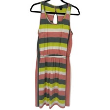 Patagonia Womens West Ashley Dress Fitz Stripe Micro Hemlock Green Size Medium