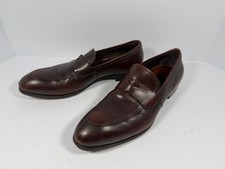 Prada Brown Leather Penny Loafers 9 US 10 Dress Shoes Made in Italy