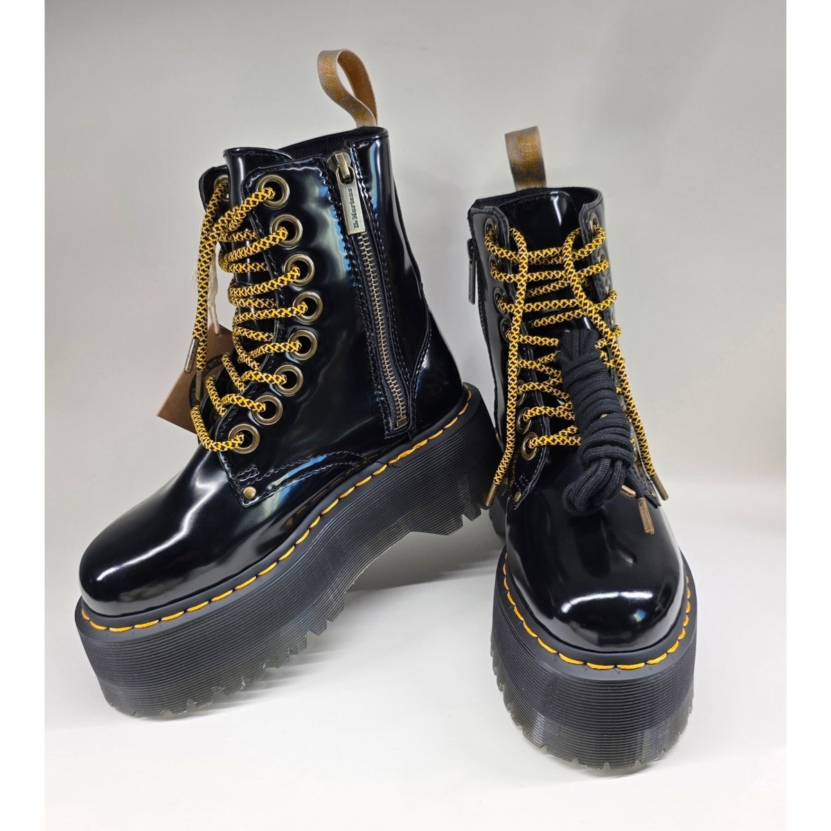 Dr. Martens Women Jadon Max Platform Boots Black Vegan Lace Up
