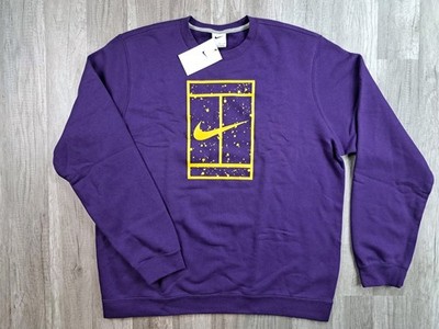 Nike Court Club Fleece Tennis Crewneck Sweatshirt Purple Yellow Men's Sz XL NEW | eBay